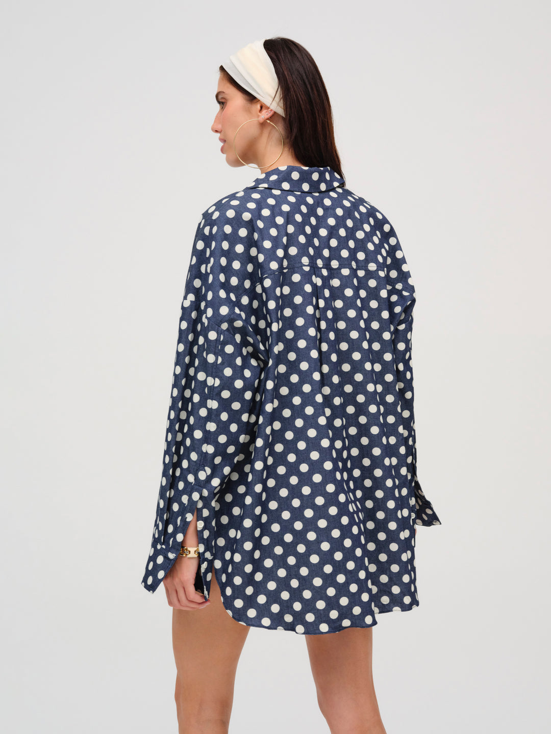 For Love and Lemons Dolly Dot Button-Down Top - Indigo