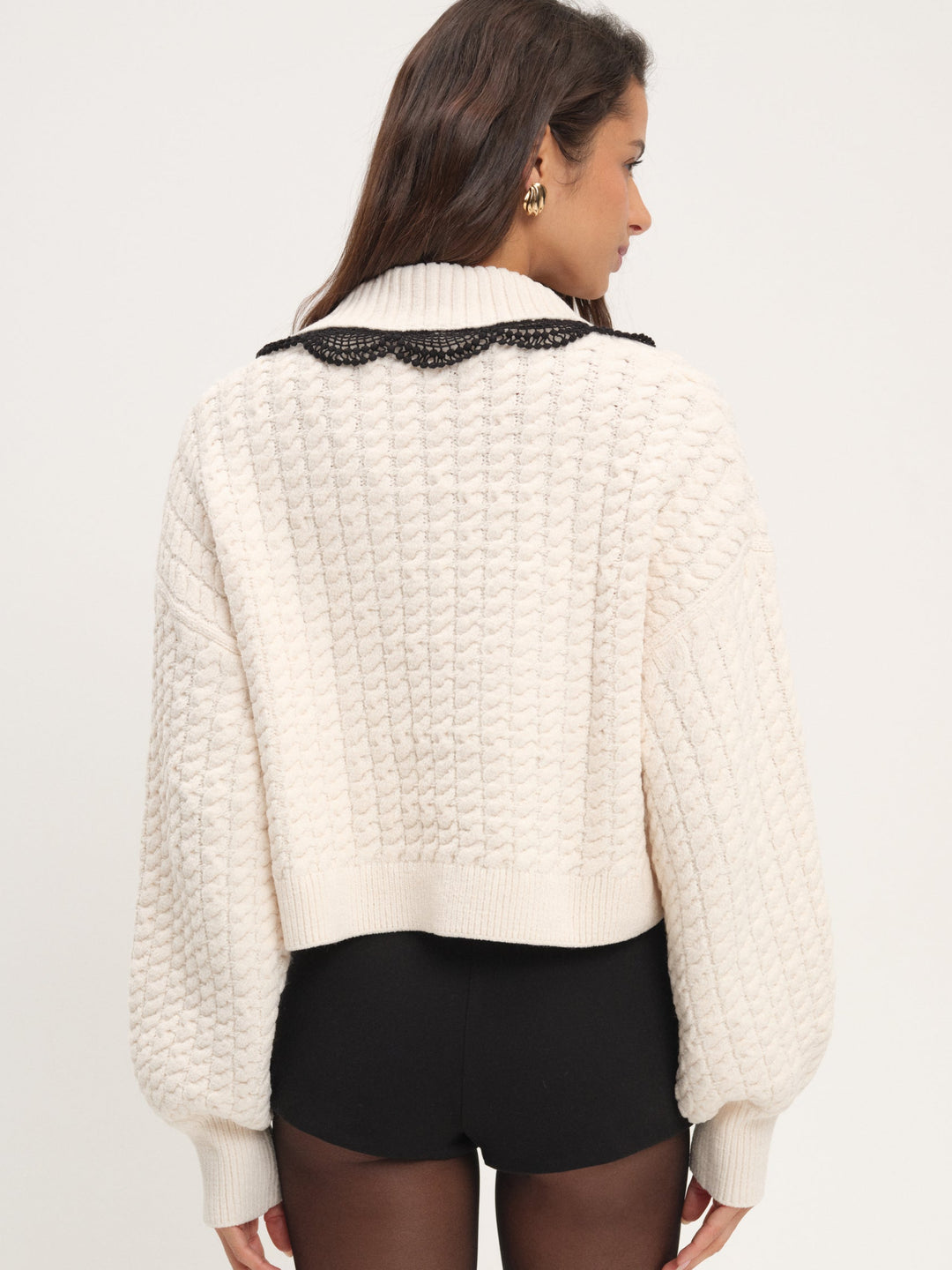 For Love and Lemons Tierra Knit Jacket - Cream