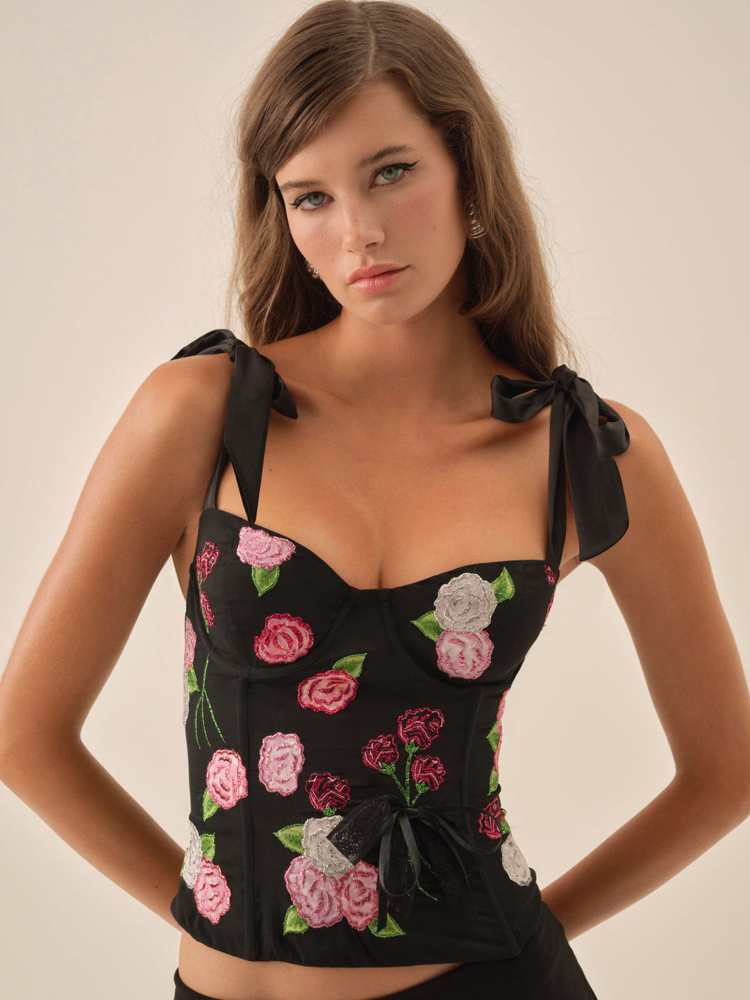 For Love and Lemons Midnight Garden Bustier - Black