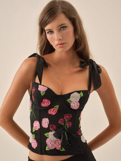 For Love and Lemons Midnight Garden Bustier - Black