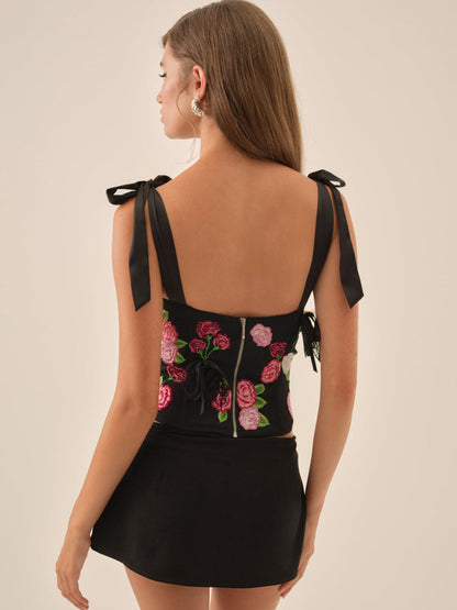 For Love and Lemons Midnight Garden Bustier - Black