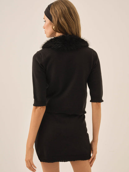 For Love and Lemons Maura Knit Cardigan - Black