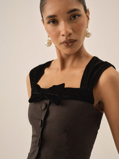 For Love and Lemons Train Station Poplin Top - Black