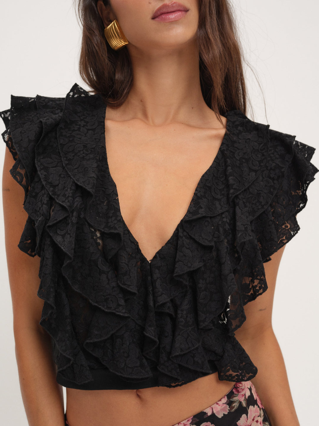 For Love and Lemons Lucianna Lace Top - Black