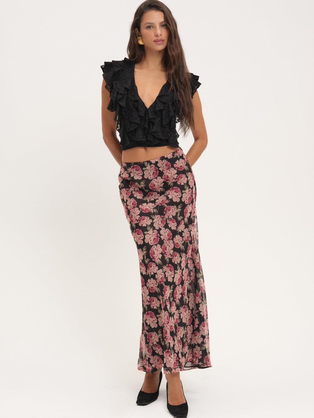For Love and Lemons Lucianna Lace Top - Black