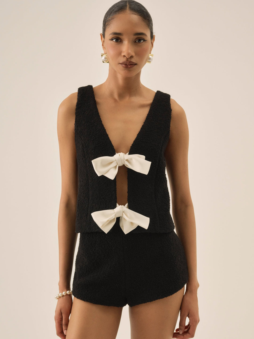 For Love and Lemons Bonnie Boucle Top - Black