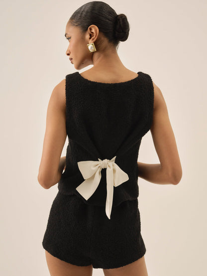 For Love and Lemons Bonnie Boucle Top - Black