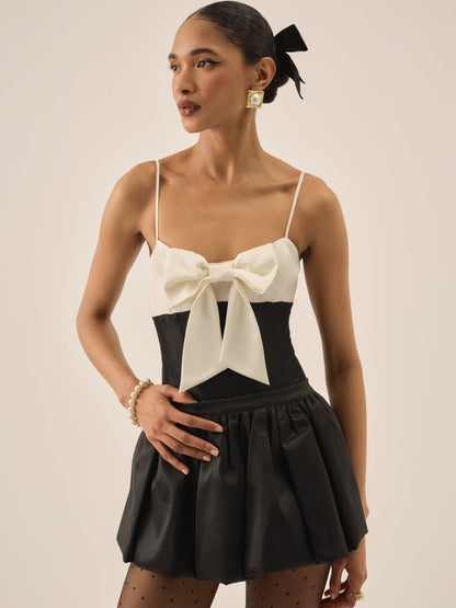 For Love and Lemons Emalie Taffeta Bodysuit - Black