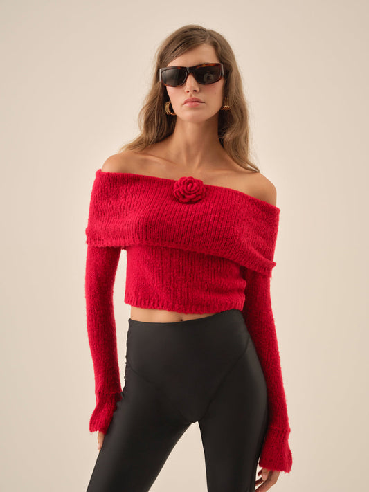 For Love and Lemons Aspen Knit Top - Red