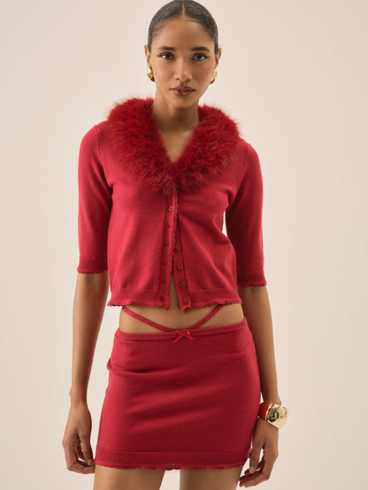 For Love and Lemons Maura Knit Cardigan - Red