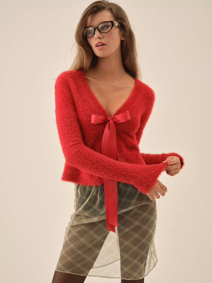 For Love and Lemons Tayla Knit Cardigan - Red