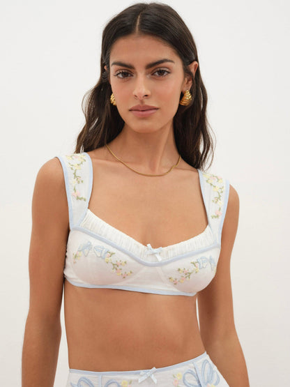 For Love and Lemons Baby Bows Bra Top - White