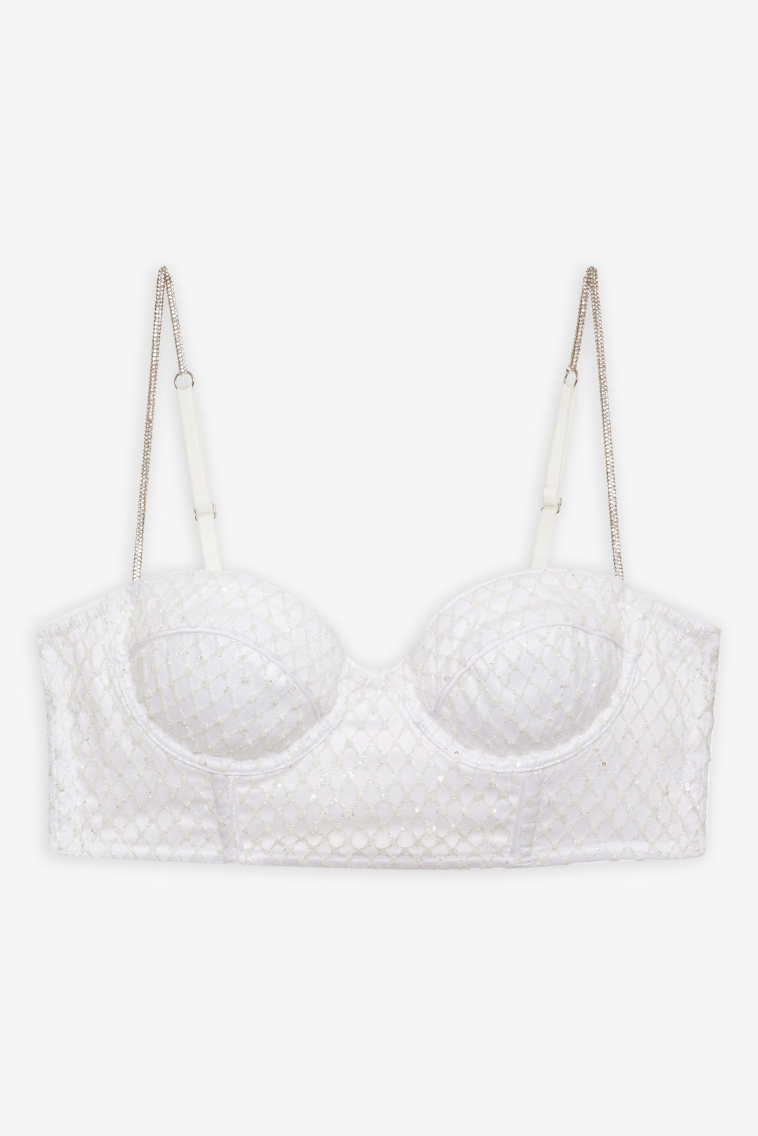For Love and Lemons Glitter Grid Bustier Top - White