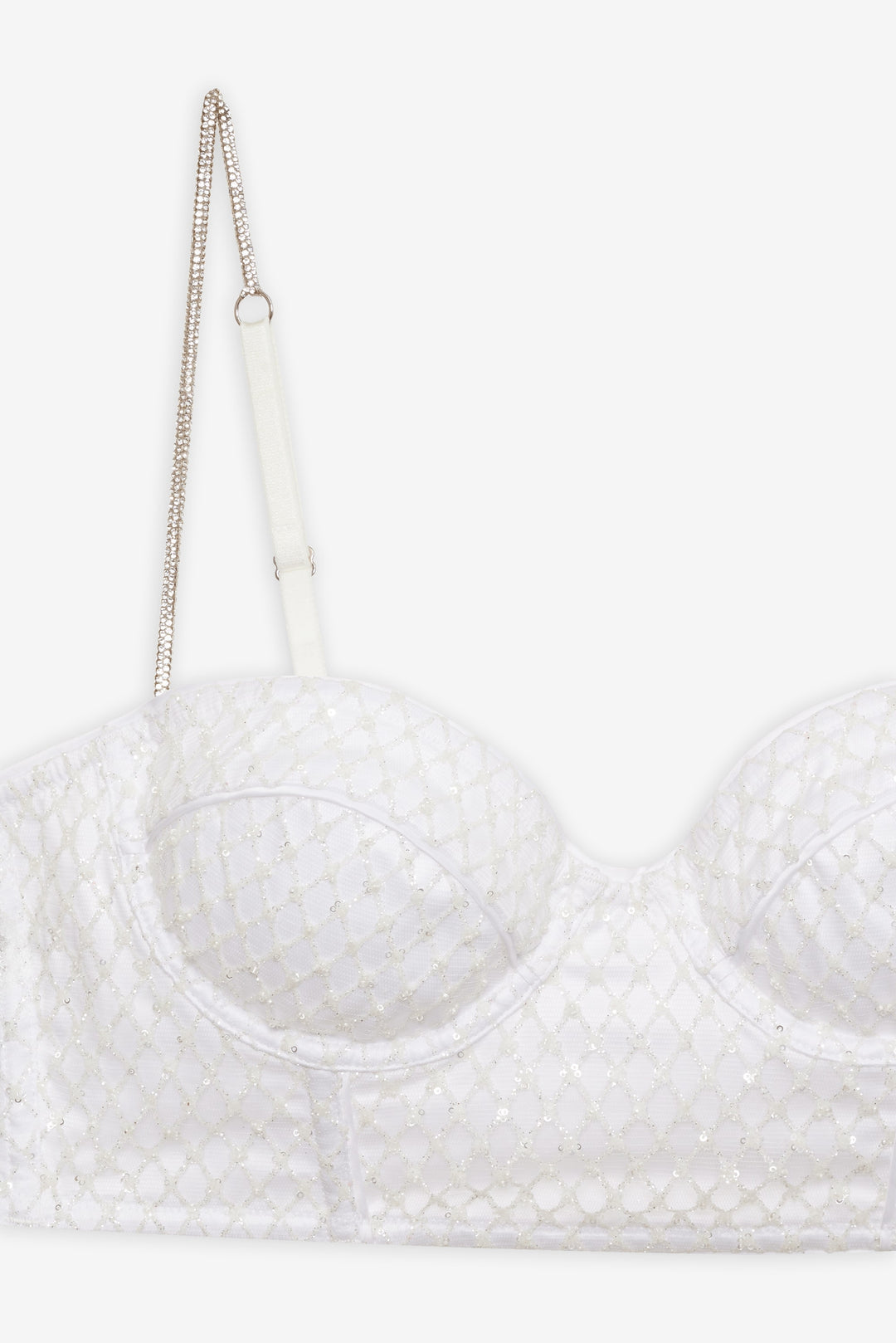 For Love and Lemons Glitter Grid Bustier Top - White