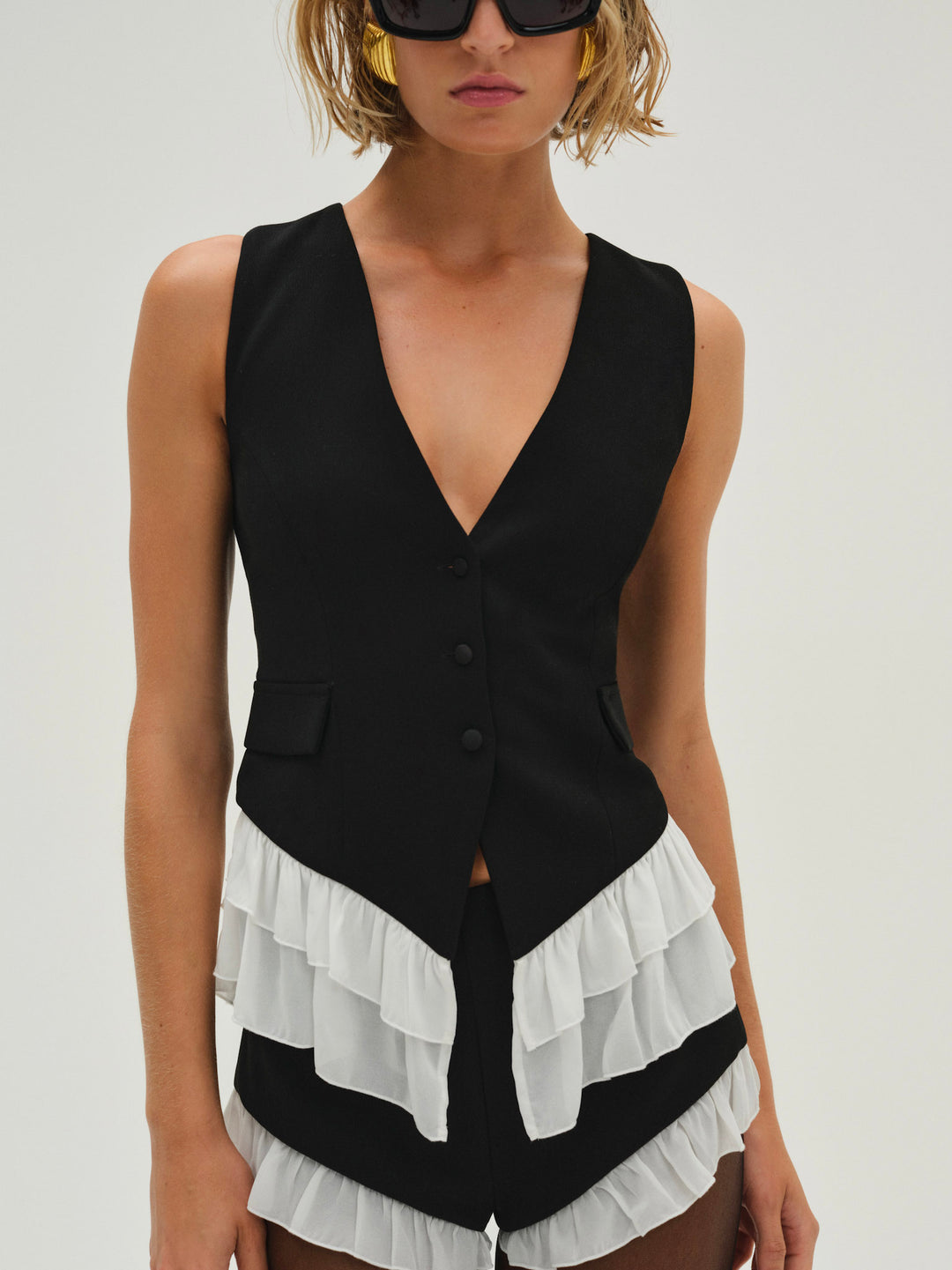 For Love and Lemons Noemie Vest - Black