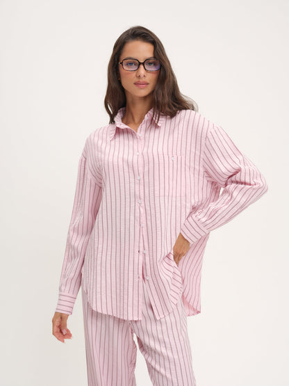 For Love and Lemons Mindy Button-Down Shirt - Pink