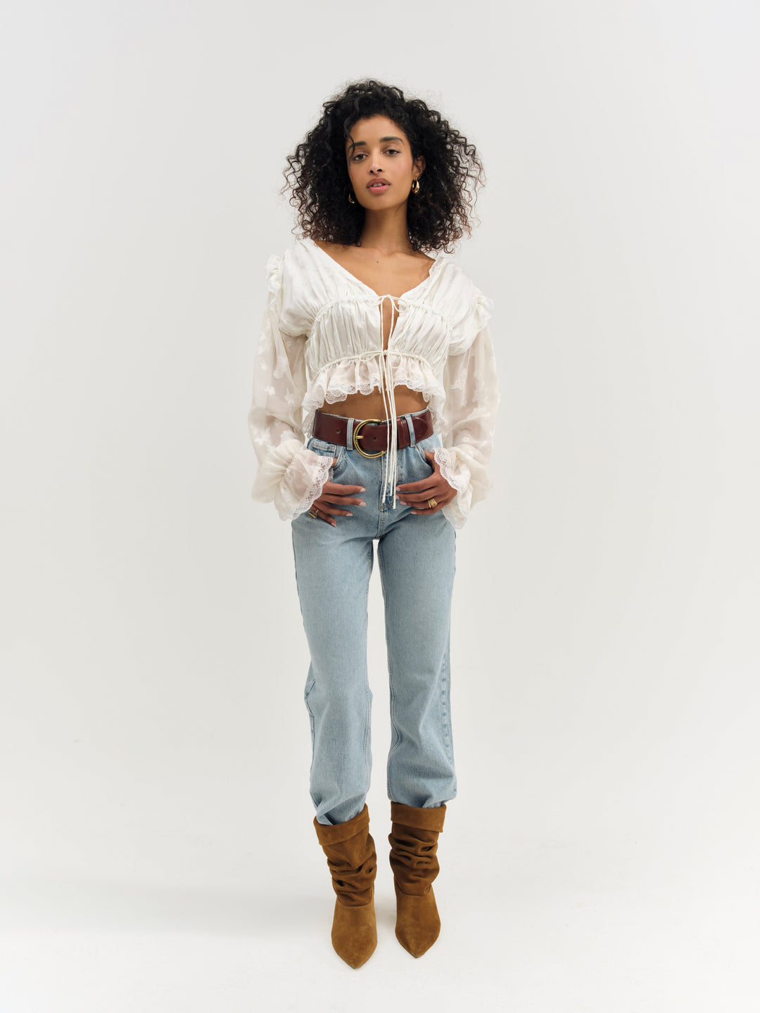 For Love and Lemons Jeanne Jacquard Top - Cream