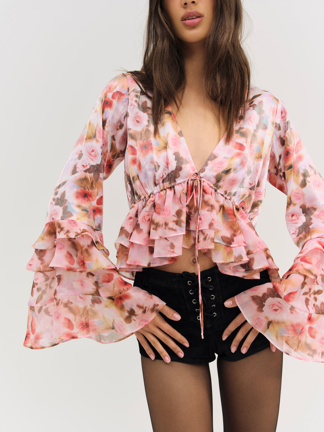 For Love and Lemons Fallen Floral Top - Pink