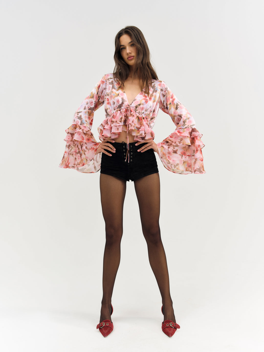 For Love and Lemons Fallen Floral Top - Pink