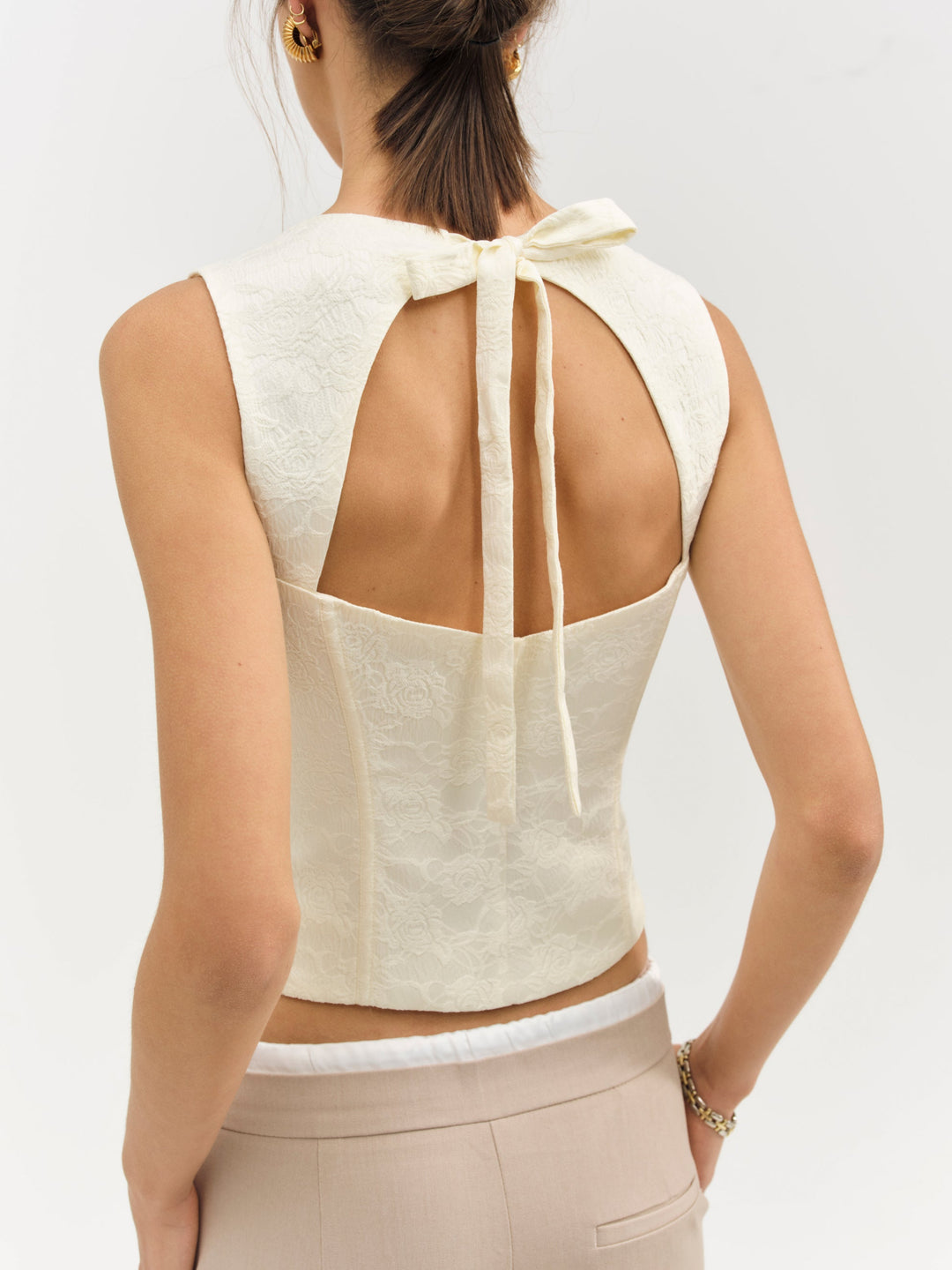 For Love and Lemons Rosie Jacquard Top - Cream