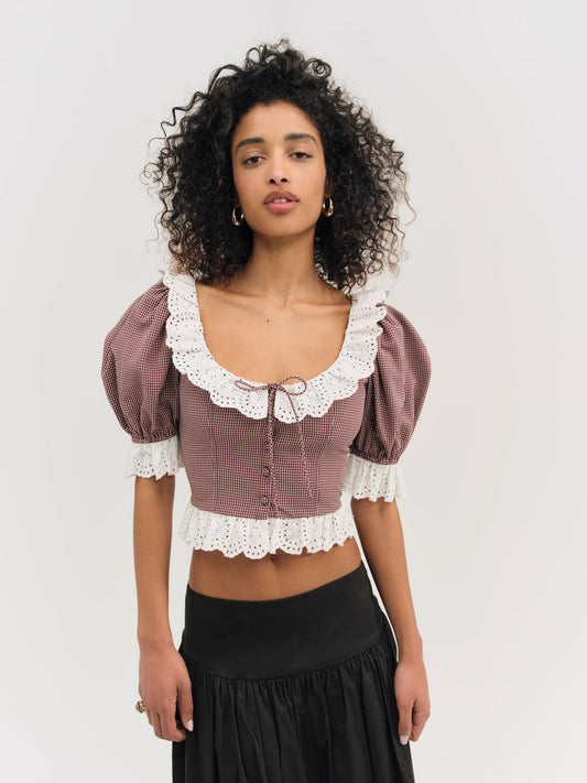 For Love and Lemons Noam Top - Burgundy
