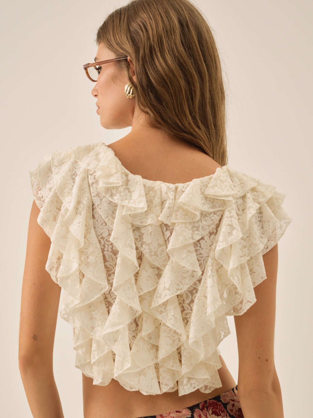 For Love and Lemons Lucianna Lace Top - Cream