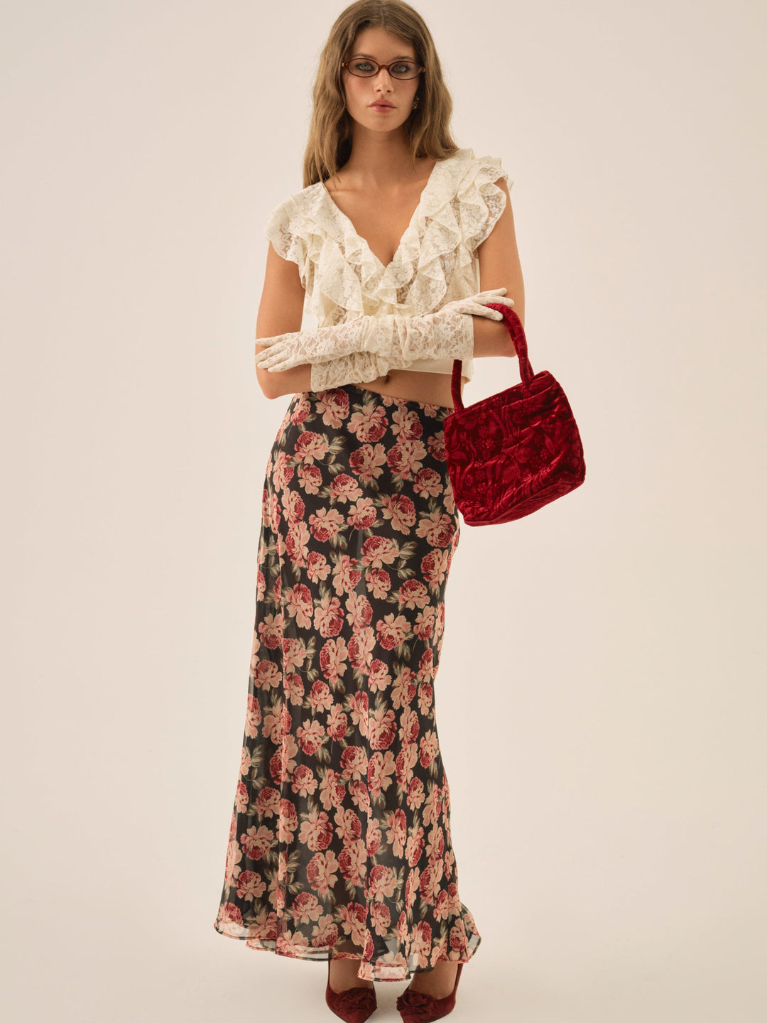 For Love and Lemons Lucianna Lace Top - Cream