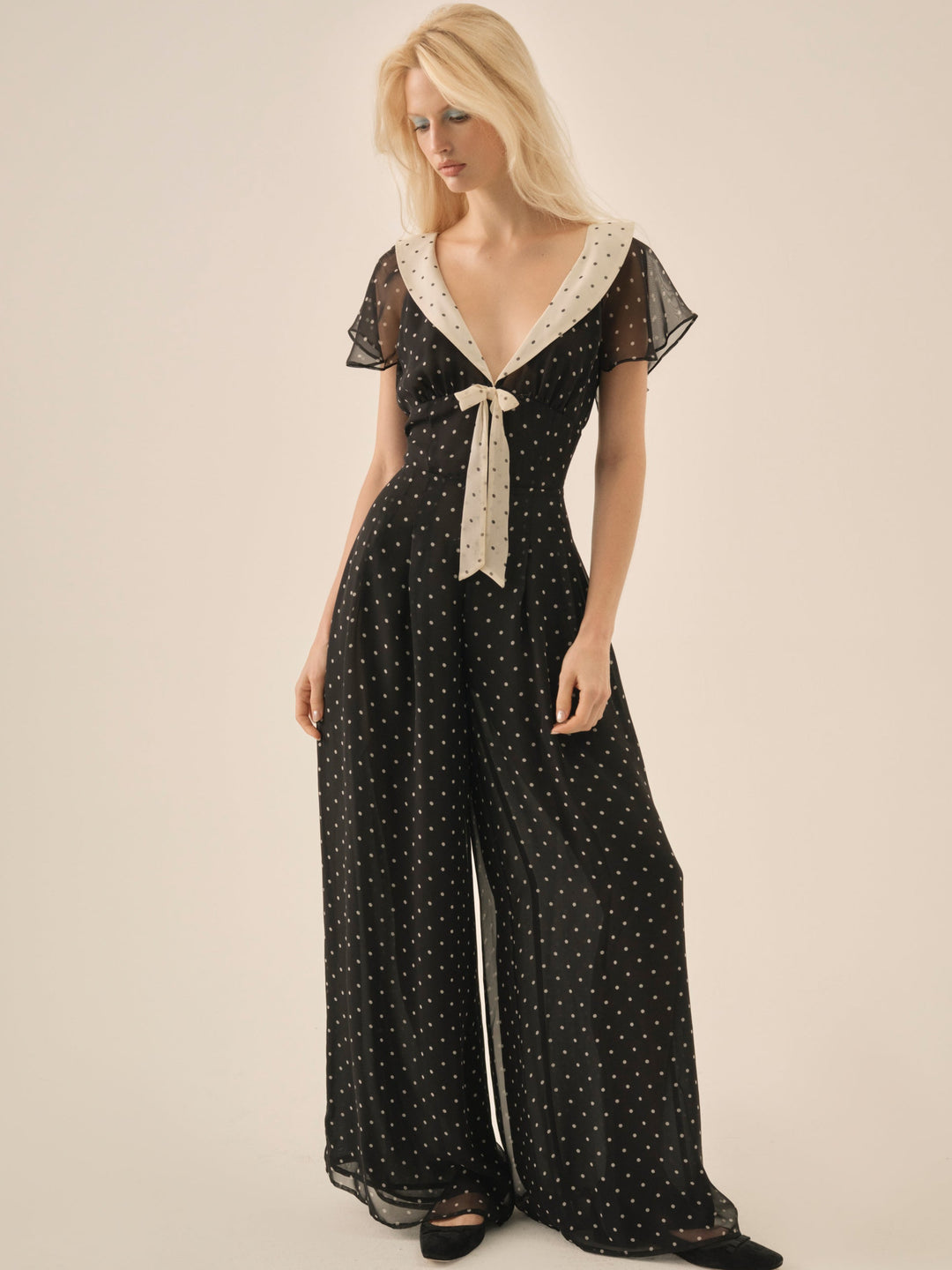 For Love and Lemons Dottie Dot Pantsuit - Black