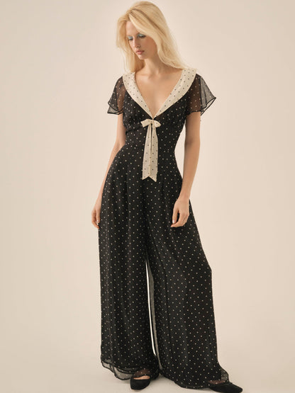 For Love and Lemons Dottie Dot Pantsuit - Black