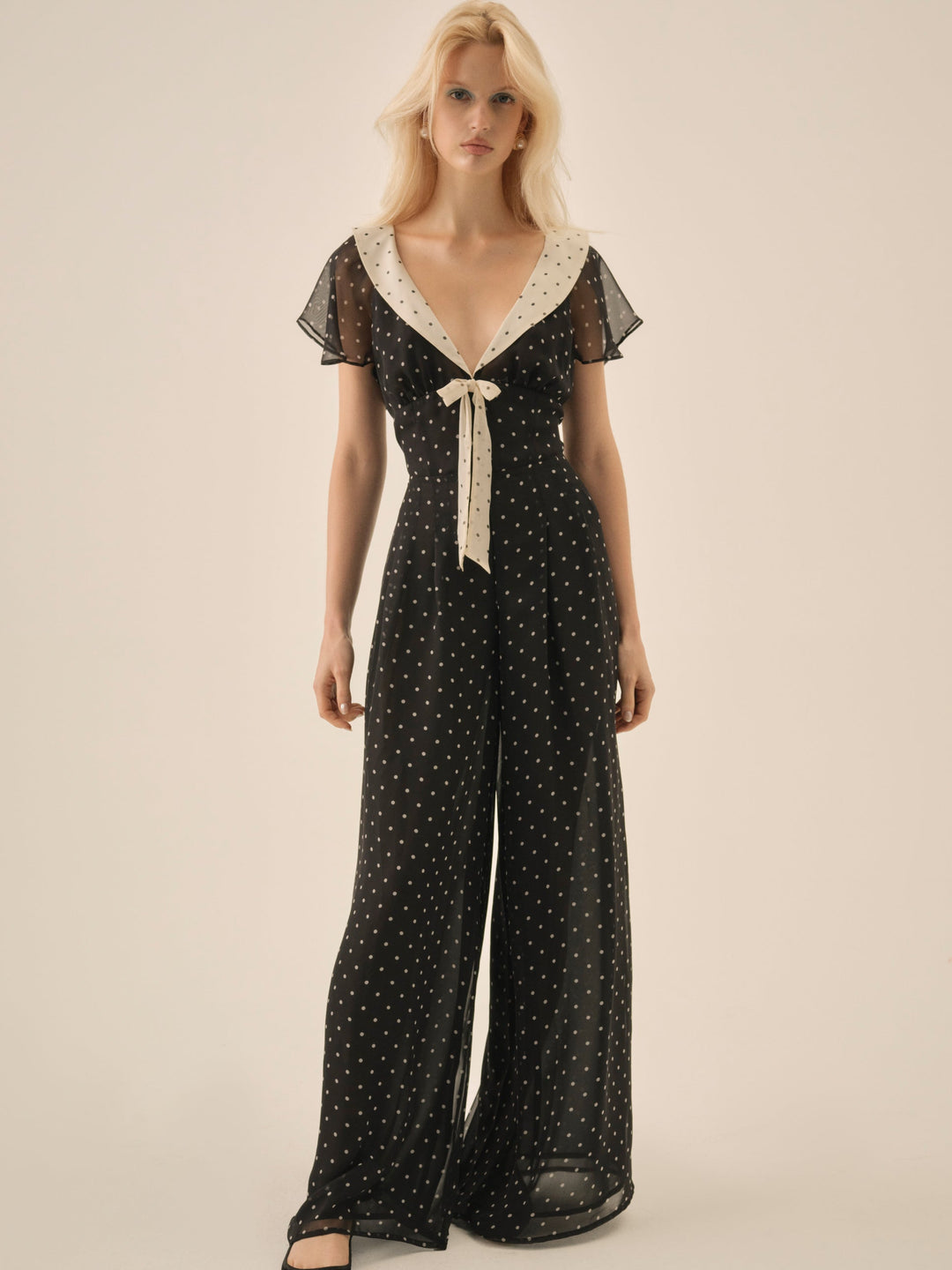For Love and Lemons Dottie Dot Pantsuit - Black
