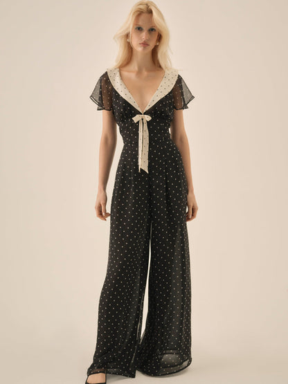 For Love and Lemons Dottie Dot Pantsuit - Black