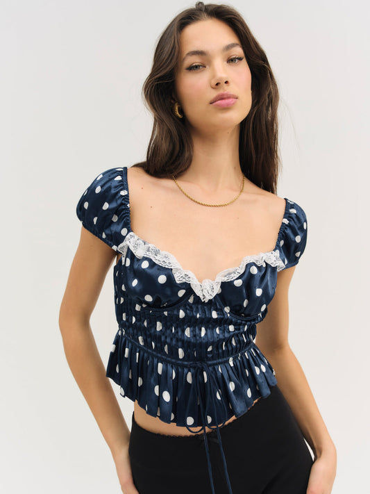 For Love and Lemons Holland Top - Navy