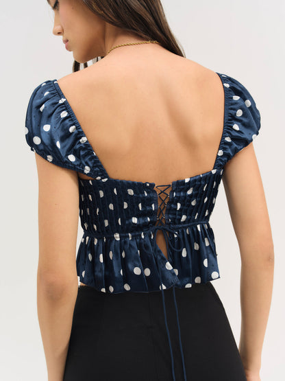 For Love and Lemons Holland Top - Navy