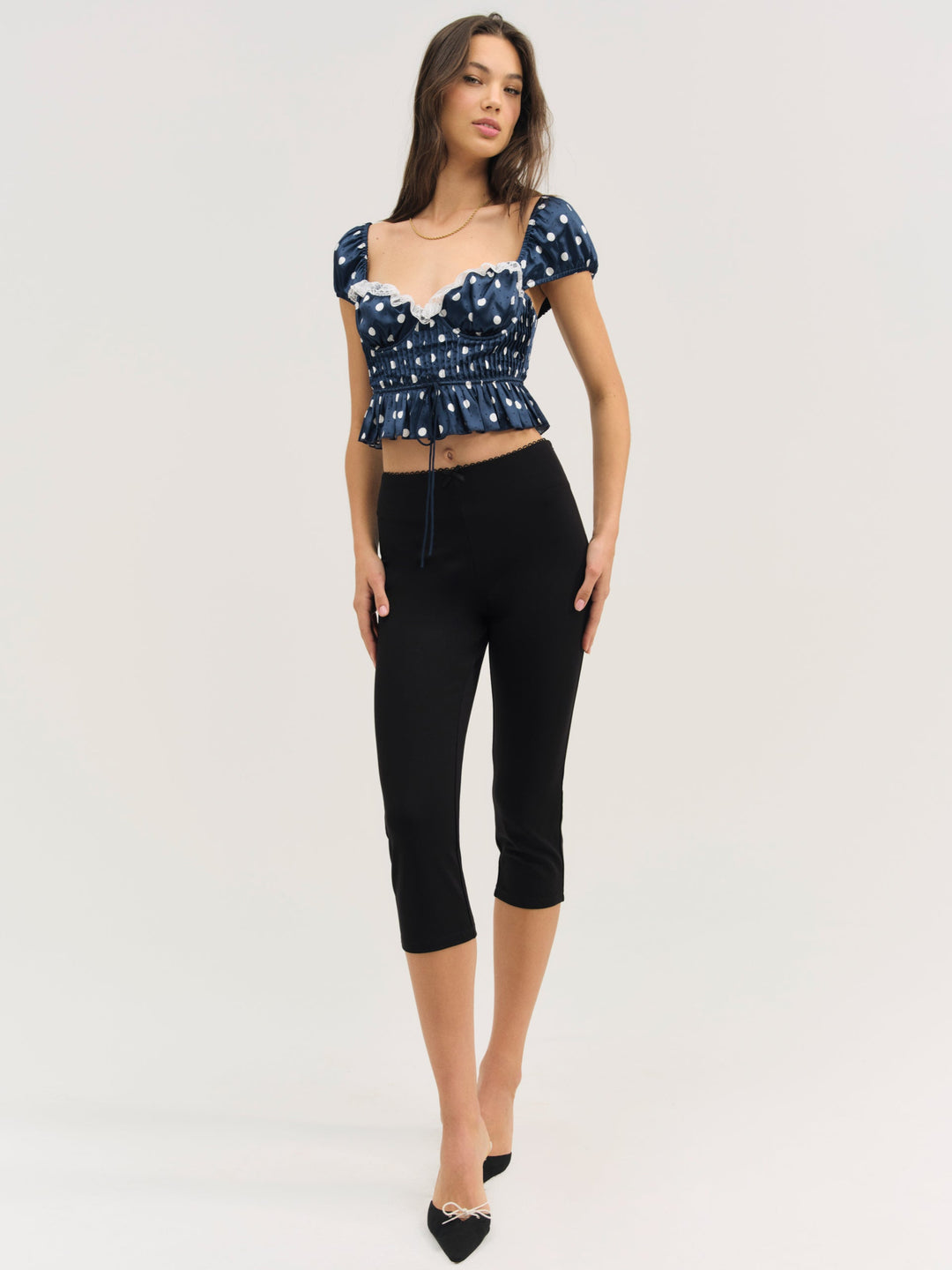 For Love and Lemons Holland Top - Navy