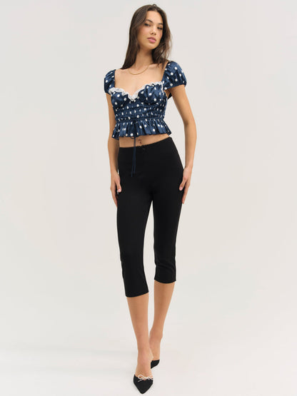 For Love and Lemons Holland Top - Navy