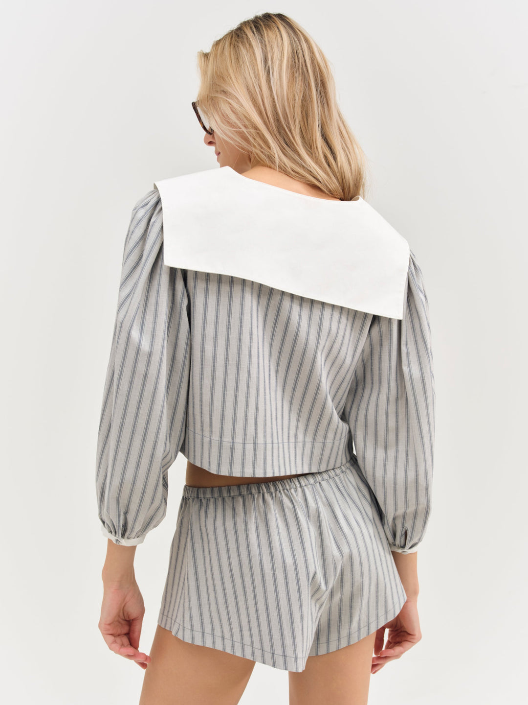 For Love and Lemons Linen Stripe Top - Blue