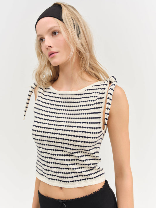 For Love and Lemons Regatta Stripe Knit Top - Cream