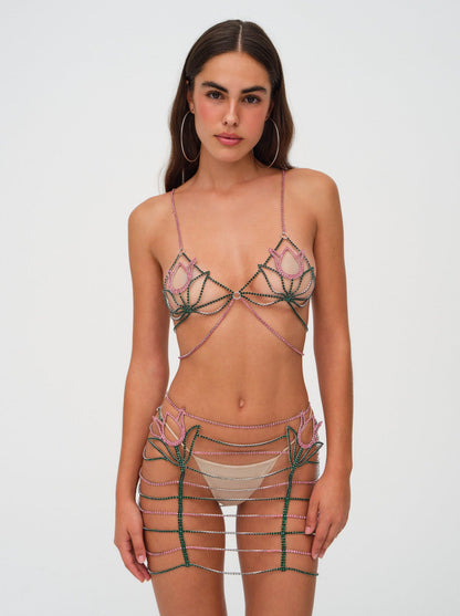 For Love and Lemons Tulip Rhinestone Bralette - Pink