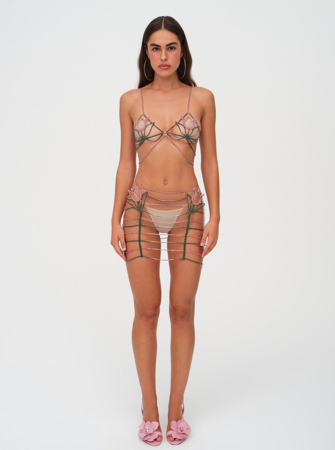 For Love and Lemons Tulip Rhinestone Bralette - Pink