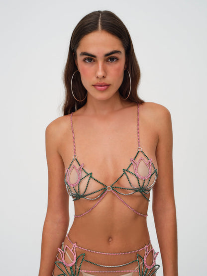 For Love and Lemons Tulip Rhinestone Bralette - Pink