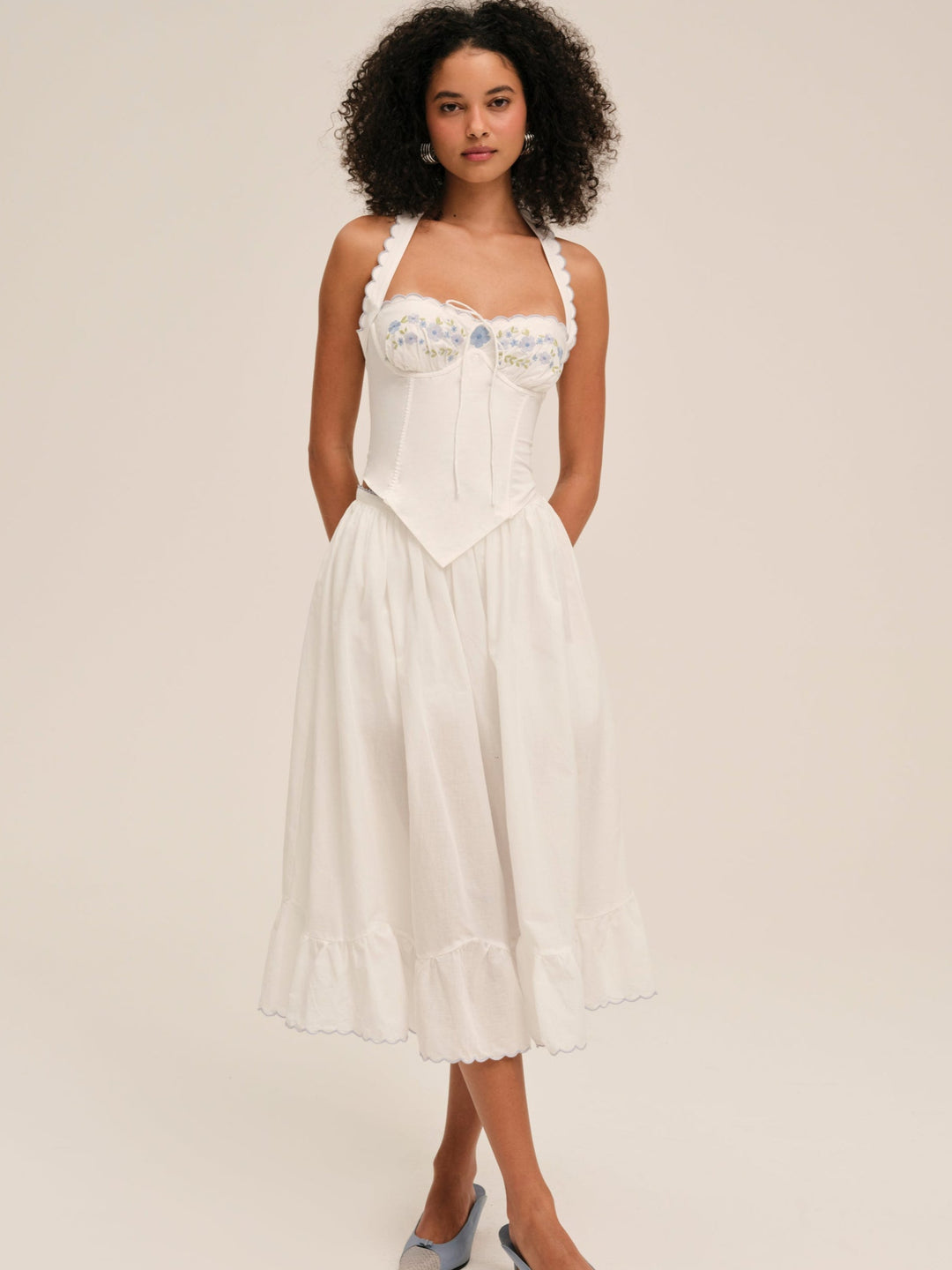 For Love and Lemons Tea Time Poplin Bustier - White