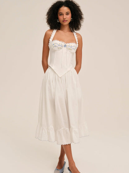 For Love and Lemons Tea Time Poplin Bustier - White
