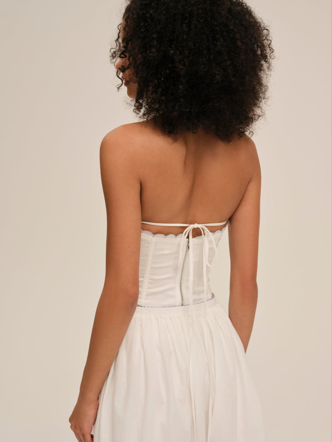 For Love and Lemons Tea Time Poplin Bustier - White