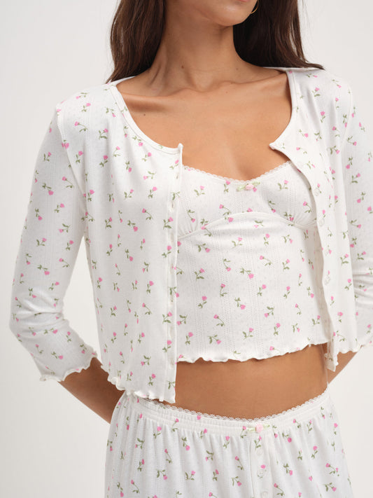 For Love and Lemons Elliana Cardigan - White