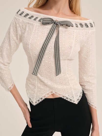 For Love and Lemons Rosie Ribbon Top - White