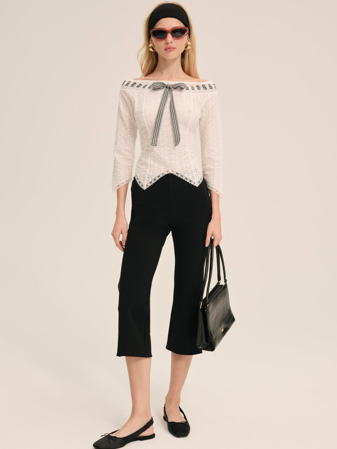 For Love and Lemons Rosie Ribbon Top - White