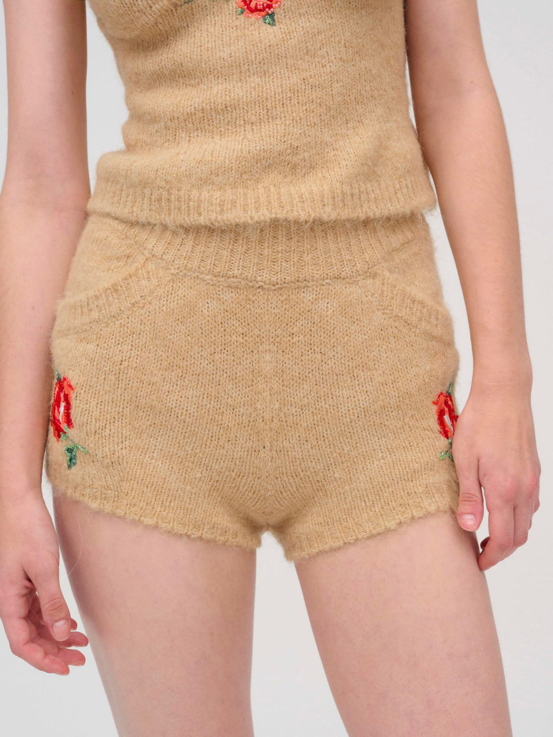 For Love and Lemons Grans Beaded Knit Short - Tan