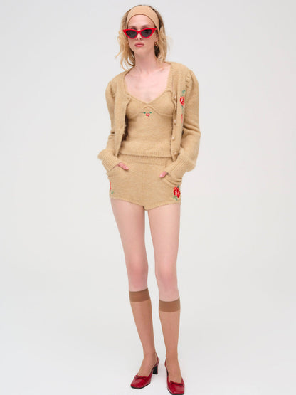 For Love and Lemons Grans Beaded Knit Short - Tan