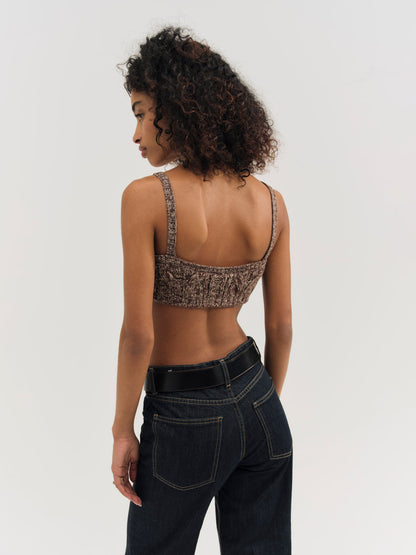 For Love and Lemons Nathalie Knit Bra Top - Brown
