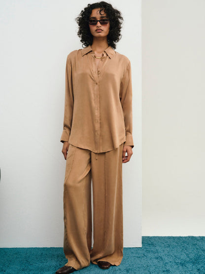 For Love and Lemons Clarabell Button Down Shirt - CAMEL